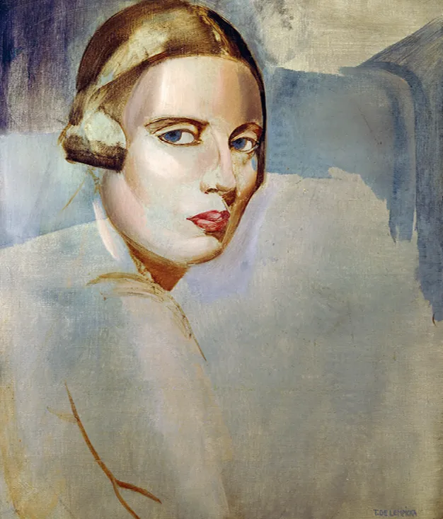 Tamara de Lempicka, Autoportrait inachevé, 1928, huile sur toile, collection privée.