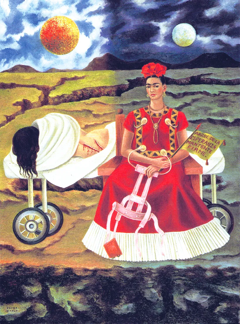  Frida Kahlo, L'Arbre de l'espoir, 1946, huile sur masonite, 56 × 41 cm, collection Daniel Filipacchi.