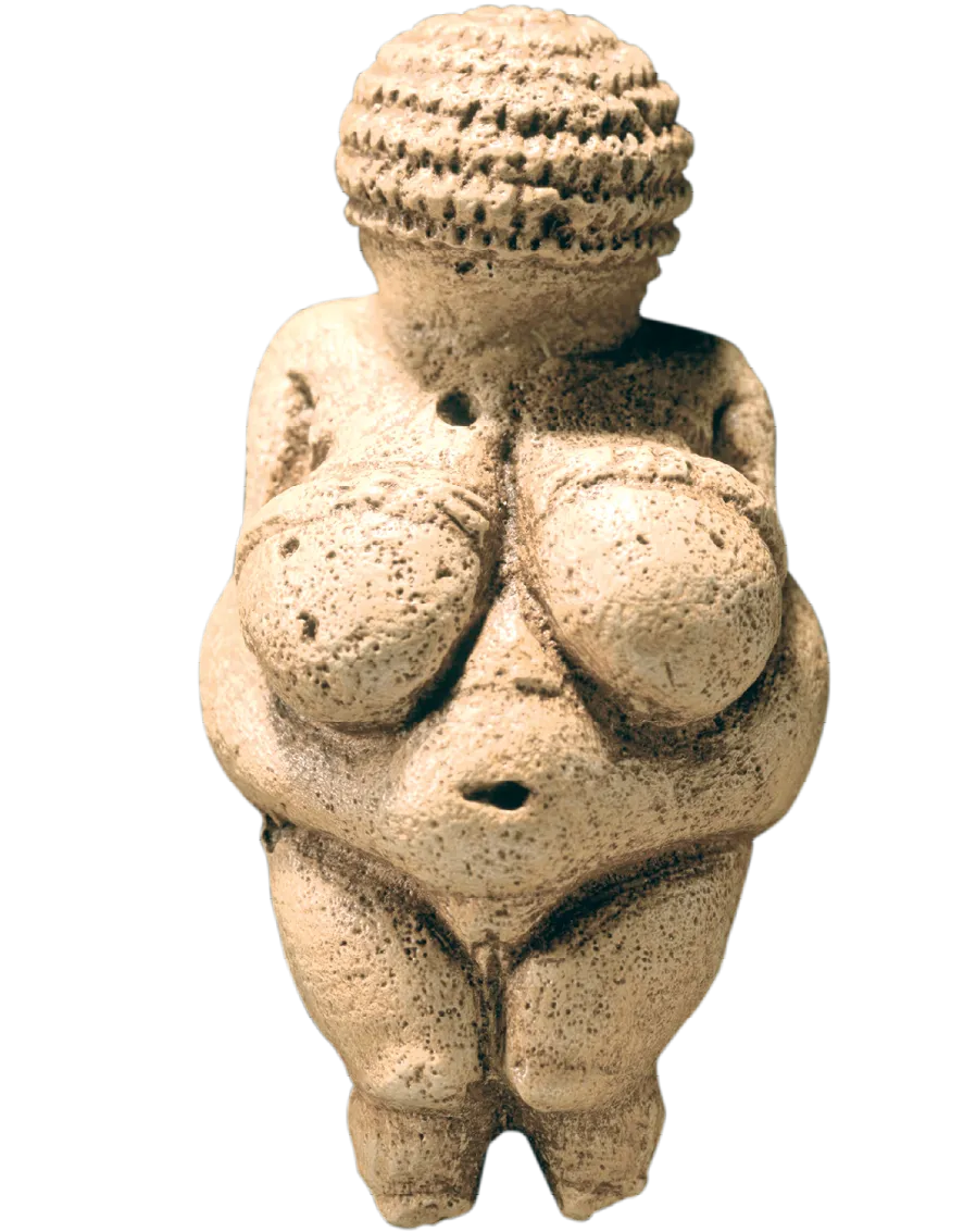 Vénus de Willendorf, statuette en calcaire, vers 25 000 av. J.-C., musée d'histoire naturelle, Vienne, Autriche.