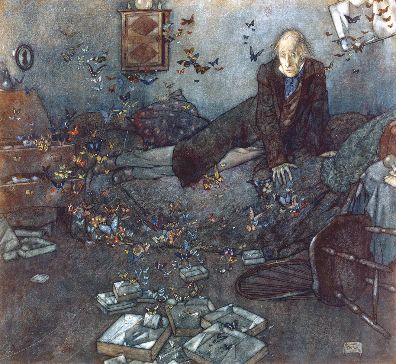 Edmund Dulac, « Les Papillons s'envolaient, réveillés magiquement de leur sommeil immobile »